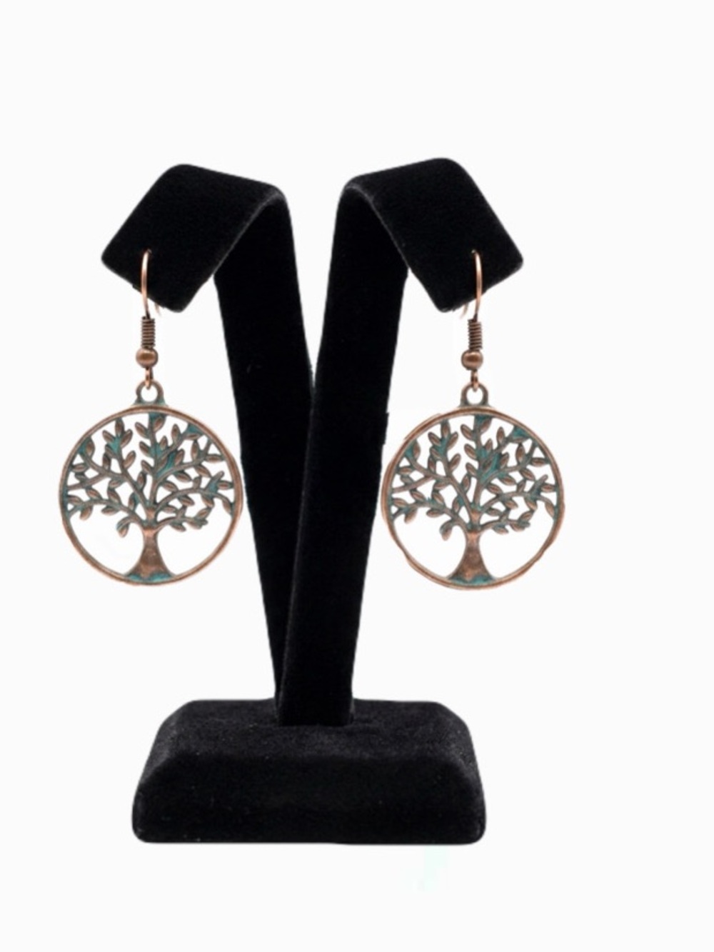 New Green Patina Bronze Celtic Spiritual Tree of Life Bohemien Dangle Earrings